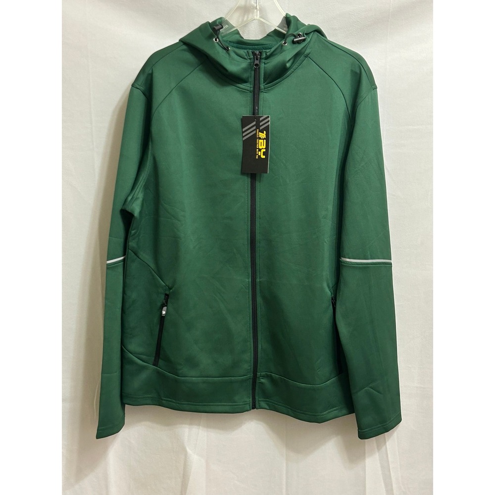 TBY Outdoor Sports Mens Full Zip Hoodie Green Athletic Track‎ Jacket Large NWT